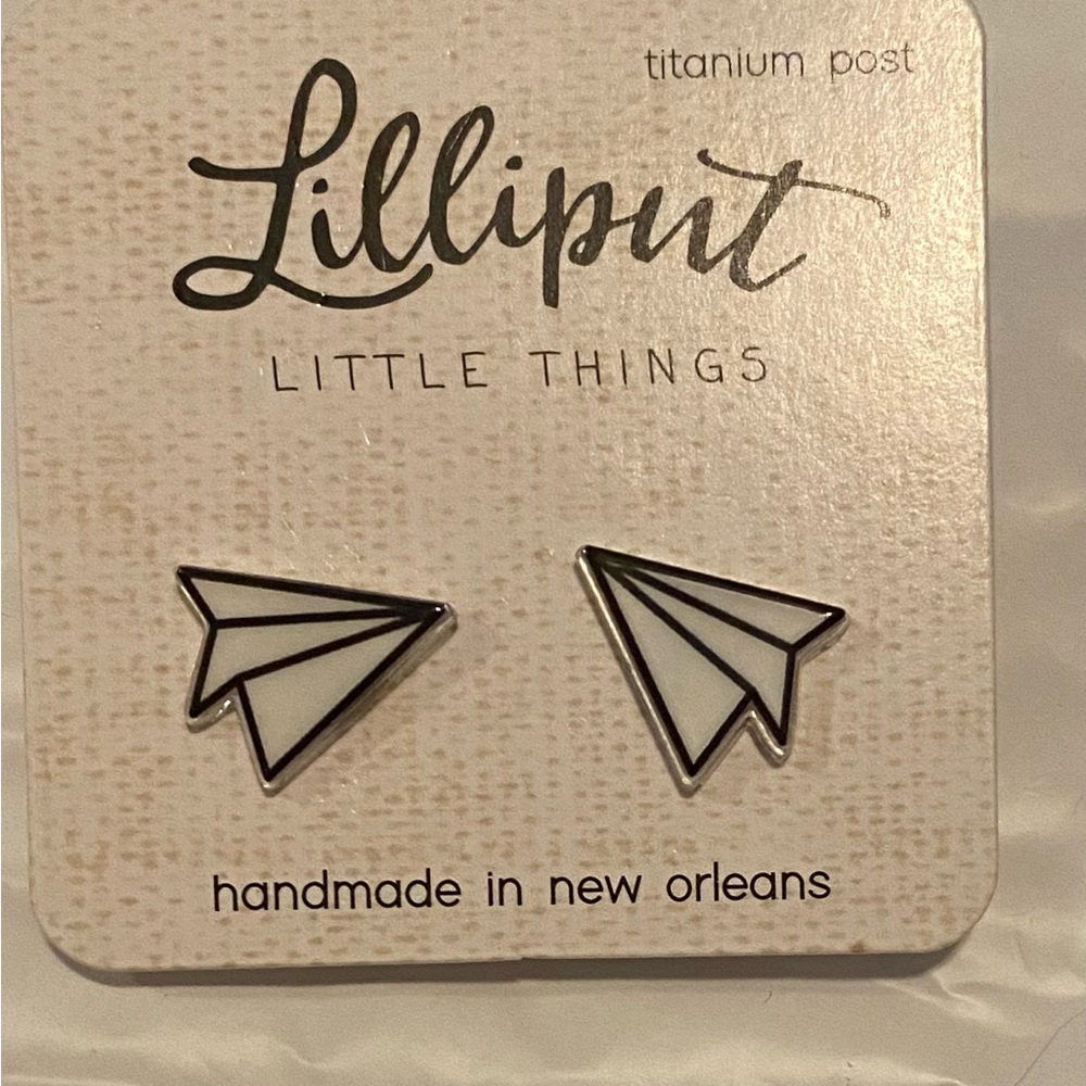 White Paper Airplane Earrings